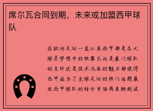 席尔瓦合同到期，未来或加盟西甲球队